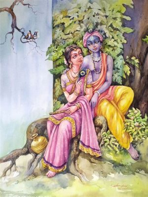 Radha Standing Under a Tree - Un Esplorazione di Amore e Devozione nell'Arte Mughal!